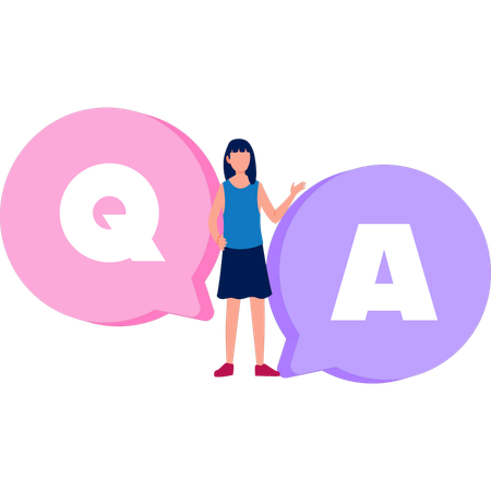 Girl is telling about question and answer  イラスト