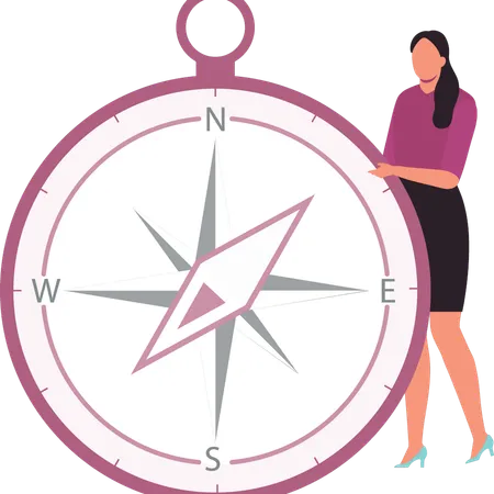 Girl is telling about the direction on the compass  Illustration