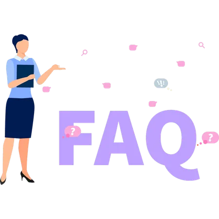 Girl is telling about the FAQ services  Illustration