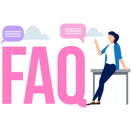 The Girl Is Telling About The FAQ Support Service Illustration