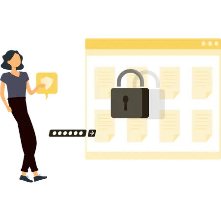 Girl is telling about the lock  Illustration