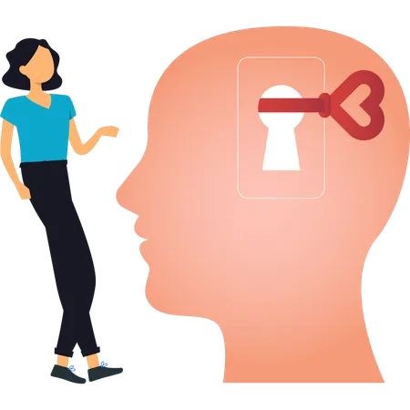 The Girl Is Telling About The Lock And Key Brain Illustration
