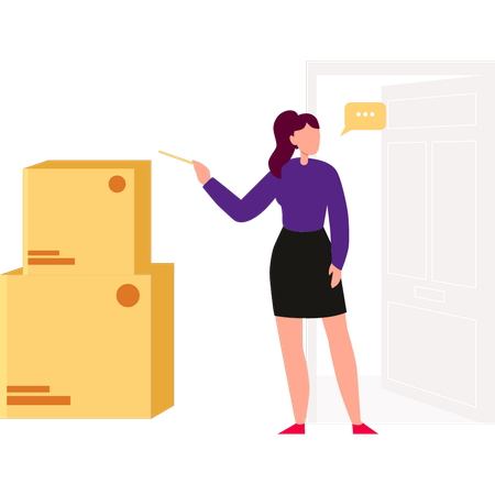 Girl is telling about the order of the packages  Illustration