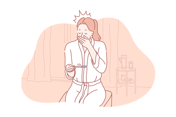 Girl is testing her pregnancy  Illustration