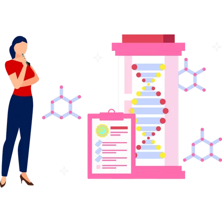 The Girl Is Thinking About The DNA Report Illustration