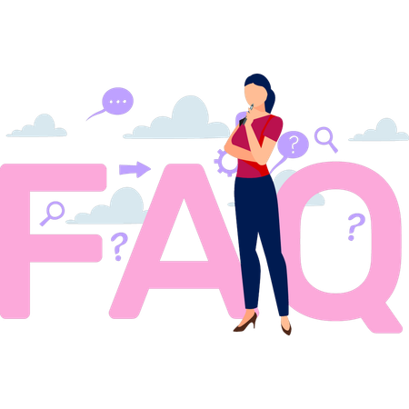 Girl is thinking about the FAQ service  Illustration