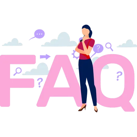 The Girl Is Thinking About The FAQ Service Illustration