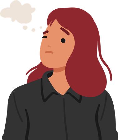 Girl is thinking and confused  Illustration