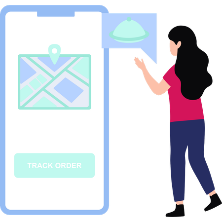 Girl is tracking a food delivery order  Illustration