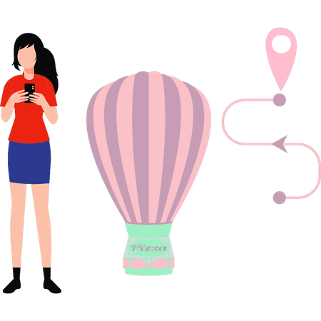 Girl is tracking order parcel on mobile phone  Illustration