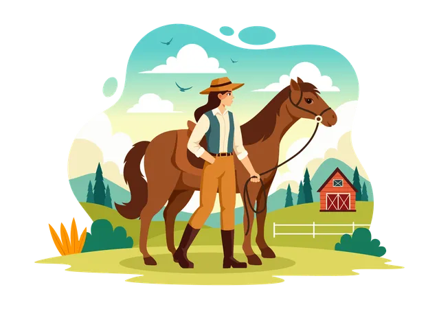 Equestrian Sport Horse Trainer Vector Illustration With Training Riding Lessons And Running Horses In Flat Cartoon Background Design Illustration