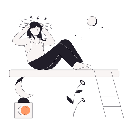 Girl is unable to sleep due to overthinking  Illustration