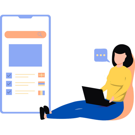 Girl is using a laptop  Illustration