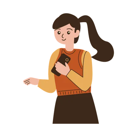 Girl is using phone  Illustration