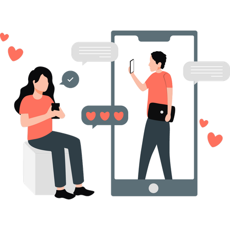 Girl is using smartphone  Illustration