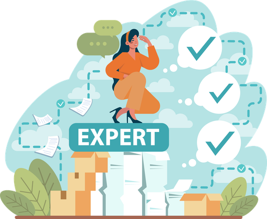 Girl is waiting for expert help  Illustration