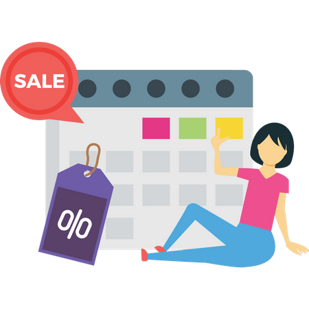 Girl is waiting for the shopping sale Illustration