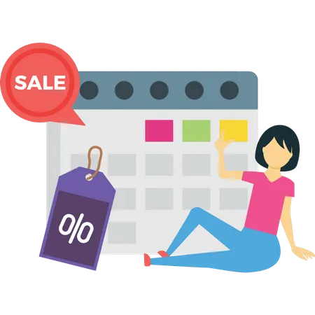 Girl is waiting for the shopping sale Illustration