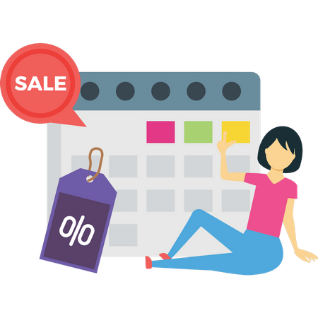 Girl is waiting for the shopping sale  Illustration