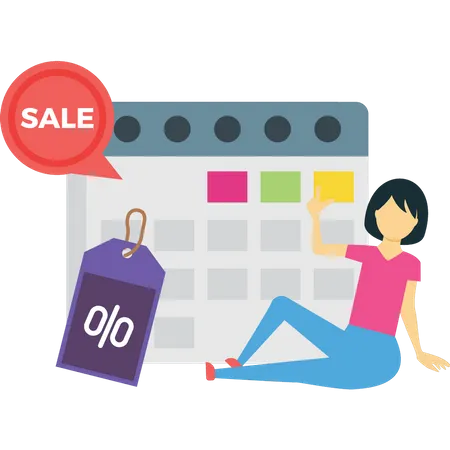 Girl is waiting for the shopping sale  Illustration