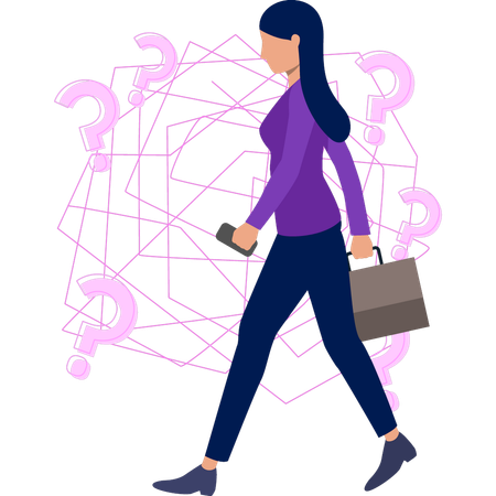 Businesswoman walking with problem  Illustration
