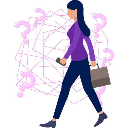 Businesswoman walking with problem  Illustration