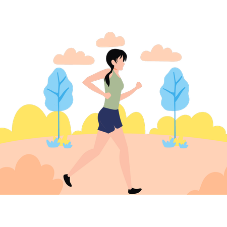 Girl is walking in the park  Illustration