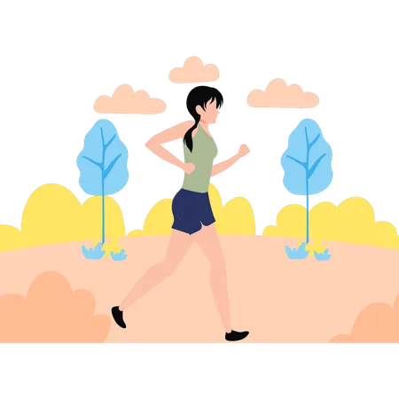 Girl is walking in the park  Illustration
