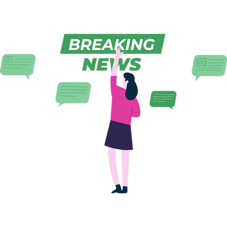 Girl is watching breaking news  Illustration