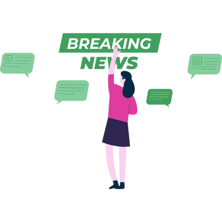 Girl is watching breaking news  Illustration