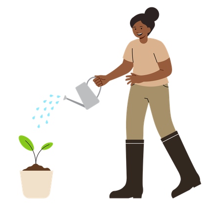 Girl is watering plants  Illustration