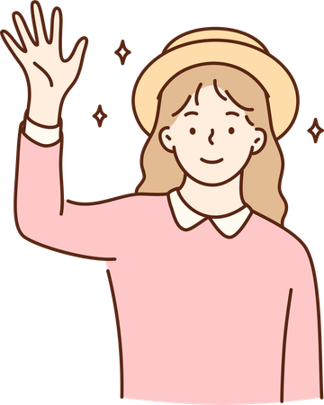 Girl is waving hand  Illustration