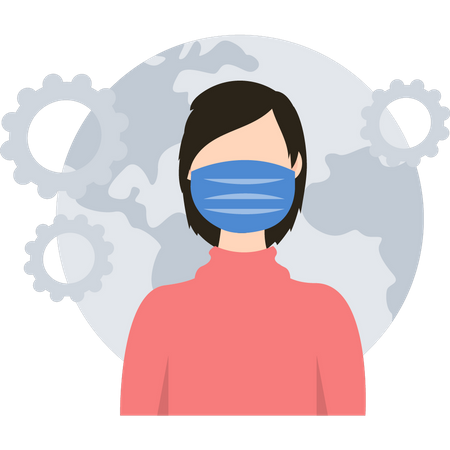 Girl is wearing a face mask  Illustration