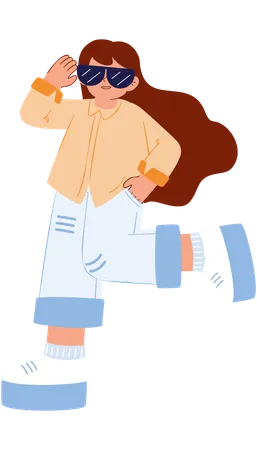 Girl is wearing goggles  Illustration