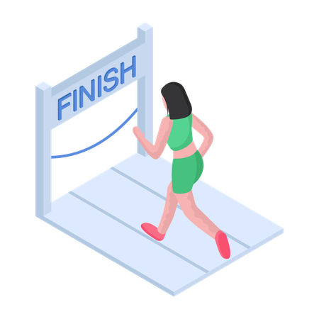 Girl is winning Running Competition  Illustration