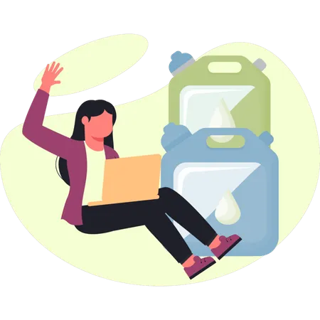 Girl is working about oil cane  Illustration