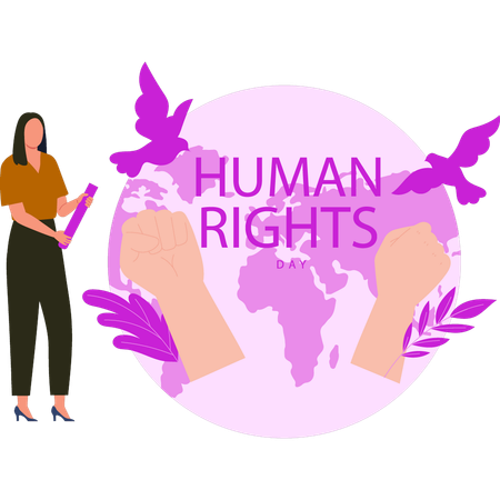 Girl is working for human rights  Illustration