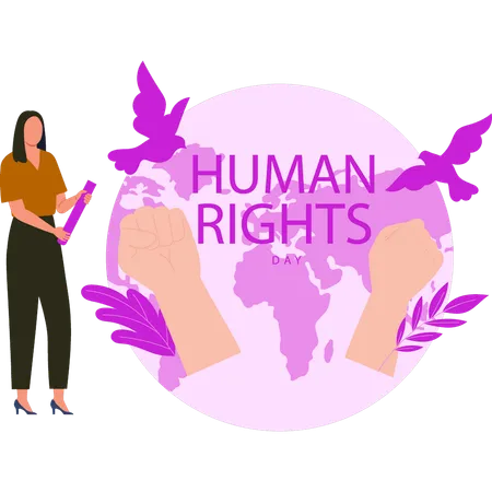 Girl Is Working For Human Rights Illustration