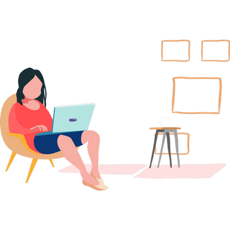 Girl is working from home  Illustration