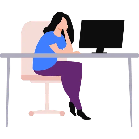 Girl is working from home  Illustration