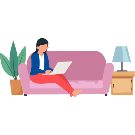 Girl is working from home  Illustration