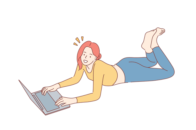 Girl is working from home  Illustration