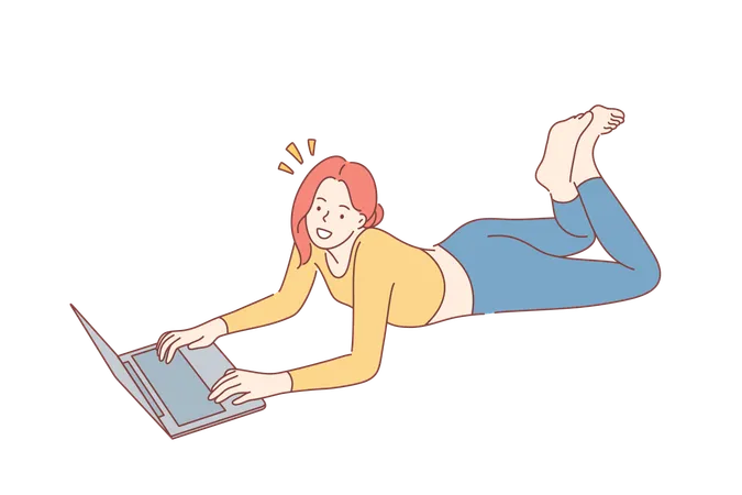 Girl is working from home  Illustration