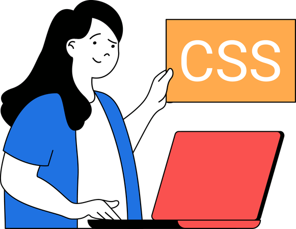 Girl is working on CSS template  Illustration