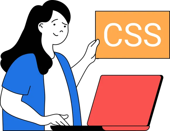 Girl is working on CSS template  Illustration