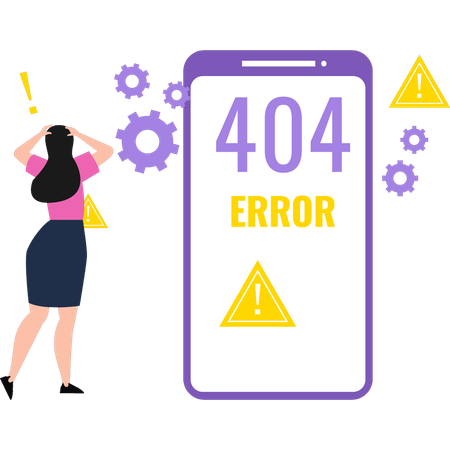 Girl is worried about 404 error  Illustration
