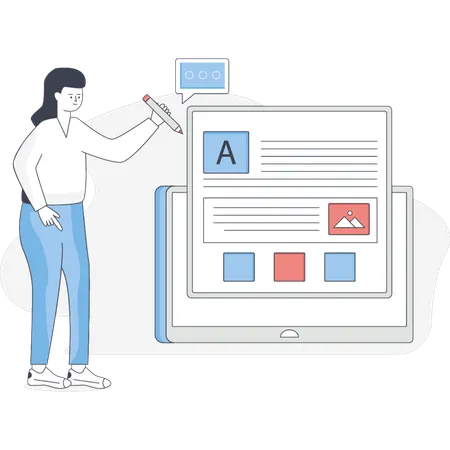 Girl is writing an artical  Illustration