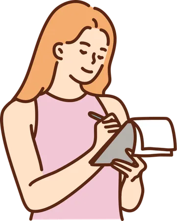 Girl is writing notes  Illustration