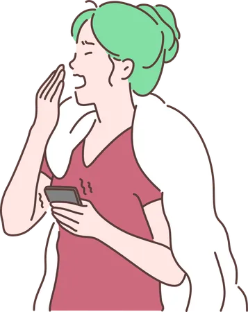 Girl is yawning  Illustration