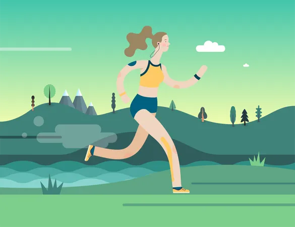 Girl Jogging  Illustration